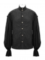 Black Gothic Vintage Jacquard Long Lantern Sleeve Shirt for Men