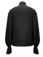 Black Gothic Vintage Jacquard Long Lantern Sleeve Shirt for Men