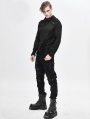 Black Gothic Punk Irregular Long Sleeve T-Shirt for Men