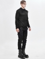 Black Gothic Punk Irregular Long Sleeve T-Shirt for Men