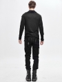 Black Gothic Punk Irregular Long Sleeve T-Shirt for Men