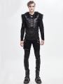 Black Gothic Punk PU Leather Faux Fur Cape for Men