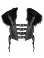 Black Gothic Punk PU Leather Faux Fur Cape for Men