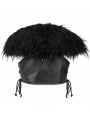 Black Gothic Punk PU Leather Faux Fur Cape for Men