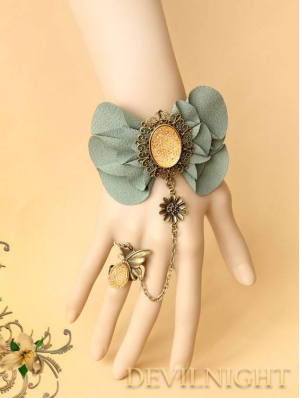 Blue Vintage Bow Pendant Lolita Bracelet Ring Jewelry