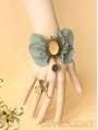 Blue Vintage Bow Pendant Lolita Bracelet Ring Jewelry