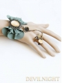 Blue Vintage Bow Pendant Lolita Bracelet Ring Jewelry