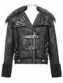 Black Gothic Punk Rock Short Winter Jacket for Men