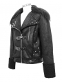 Black Gothic Punk Rock Short Winter Jacket for Men