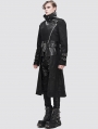 Black Gothic Punk Military Uniform Long Jacker for Men