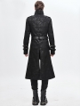 Black Gothic Punk Military Uniform Long Jacker for Men