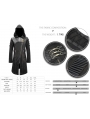 Black Gothic Punk Military Uniform Hooded Long Coat for Men