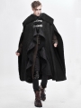 Black Gothic Irregular Winter Warm Long Cape for Men