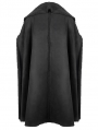 Black Gothic Irregular Winter Warm Long Cape for Men