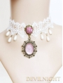 Puprle Pendant Lace Vintage Necklace