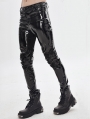 Black Gothic Punk Latex Long Pants for Men