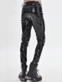 Black Gothic Punk Latex Long Pants for Men