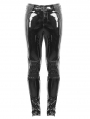 Black Gothic Punk Latex Long Pants for Men