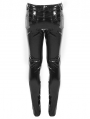 Black Gothic Punk Latex Long Pants for Men