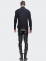 Black Gothic Punk Slim Latex Long Pants for Men