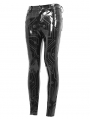 Black Gothic Punk Slim Latex Long Pants for Men