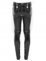 Black Gothic Punk Slim Latex Long Pants for Men