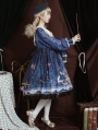 Flying butterflies Blue Preppy Style Long Sleeve Lolita OP Dress