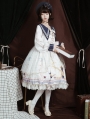 Flying butterflies White Preppy Style Long Sleeve Lolita OP Dress