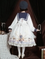 Flying butterflies White Preppy Style Long Sleeve Lolita OP Dress