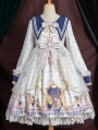 Flying butterflies White Preppy Style Long Sleeve Lolita OP Dress