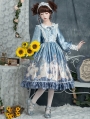 The holy song of Guardian Blue Long Sleeve Sweet Lolita OP Dress
