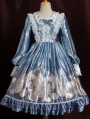 The holy song of Guardian Blue Long Sleeve Sweet Lolita OP Dress
