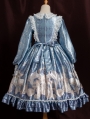 The holy song of Guardian Blue Long Sleeve Sweet Lolita OP Dress
