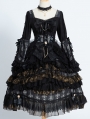 The light of day and night Gorgeous Hime Sleeve Black Gothic Lolita OP Dress Set
