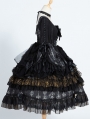 The light of day and night Gorgeous Hime Sleeve Black Gothic Lolita OP Dress Set
