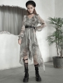 Grey Street Fashion Gothic Grunge Chiffon Irregular Long Dress