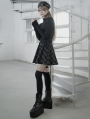Black and White Plaid Street Fashion Gothic Grunge Short Suspender Skirt 