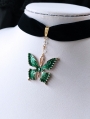 Vintage Gothic Green Butterfly Pendant Choker