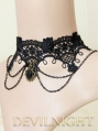 Black Lace Chain Pendant Gothic Necklace