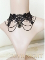 Black Lace Chain Pendant Gothic Necklace