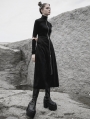 Black Street Fashion Gothic Grunge Slim Casual Long Trench Coat for Women