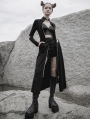 Black Street Fashion Gothic Grunge Slim Casual Long Trench Coat for Women