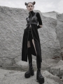 Black Street Fashion Gothic Grunge Slim Casual Long Trench Coat for Women