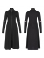Black Street Fashion Gothic Grunge Slim Casual Long Trench Coat for Women
