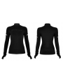 Black Street Fashion Gothic Grunge Long Sleeve Casual T-Shirt for Women