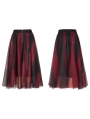 Black and Red Street Fashion Gothic Grunge Casual Long Tulle Skirt