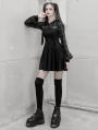 Black Plaid Street Fashion Gothic Grunge Fake Two-Piece Hooded Casual Dress