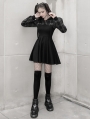 Black Plaid Street Fashion Gothic Grunge Fake Two-Piece Hooded Casual Dress