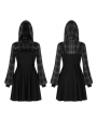 Black Plaid Street Fashion Gothic Grunge Fake Two-Piece Hooded Casual Dress