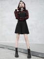 Black and Red Plaid Street Fashion Gothic Grunge Fake Two-Piece Hooded Casual Dress